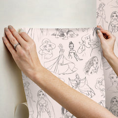 Disney Princess Sketches P&S Wallpaper - how to stick