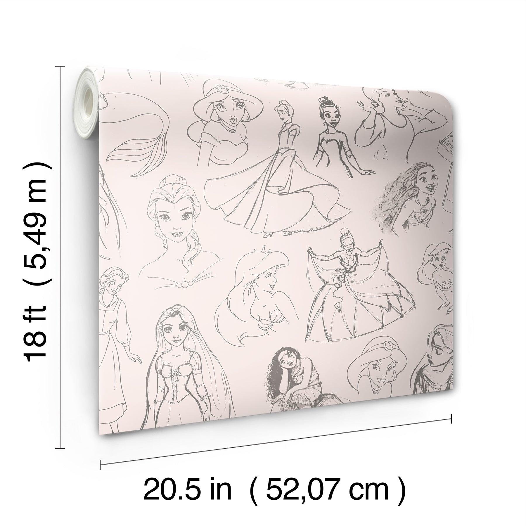 Disney Princess Sketches P&S Wallpaper - dimensions