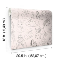 Disney Princess Sketches P&S Wallpaper - dimensions
