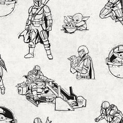 Star Wars The Mandalorian and Grogu Linocut PSWP by WallPops