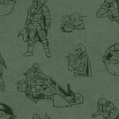 Star Wars The Mandalorian and Grogu Linocut PSWP by WallPops