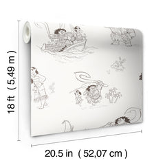 Bring the adventurous spirit of Moana to your space with the Disney Moana Line Art Peel and Stick Wallpaper from WallPops. Featuring playful, sketch-like illustrations of Moana, Maui, and other favorite characters—sailing a boat, holding a fishhook, exploring islands, and joined by a rooster and pig—this removable wallpaper is easy to apply on a light background for an uplifting touch to any room.