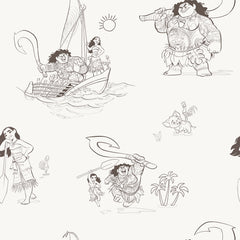 Bring the adventurous spirit of Moana to your space with the Disney Moana Line Art Peel and Stick Wallpaper from WallPops. Featuring playful, sketch-like illustrations of Moana, Maui, and other favorite characters—sailing a boat, holding a fishhook, exploring islands, and joined by a rooster and pig—this removable wallpaper is easy to apply on a light background for an uplifting touch to any room.