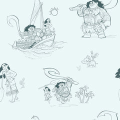 Bring the adventurous spirit of Moana to your space with the Disney Moana Line Art Peel and Stick Wallpaper from WallPops. Featuring playful, sketch-like illustrations of Moana, Maui, and other favorite characters—sailing a boat, holding a fishhook, exploring islands, and joined by a rooster and pig—this removable wallpaper is easy to apply on a light background for an uplifting touch to any room.