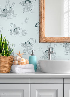 Bring the adventurous spirit of Moana to your space with the Disney Moana Line Art Peel and Stick Wallpaper from WallPops. Featuring playful, sketch-like illustrations of Moana, Maui, and other favorite characters—sailing a boat, holding a fishhook, exploring islands, and joined by a rooster and pig—this removable wallpaper is easy to apply on a light background for an uplifting touch to any room.