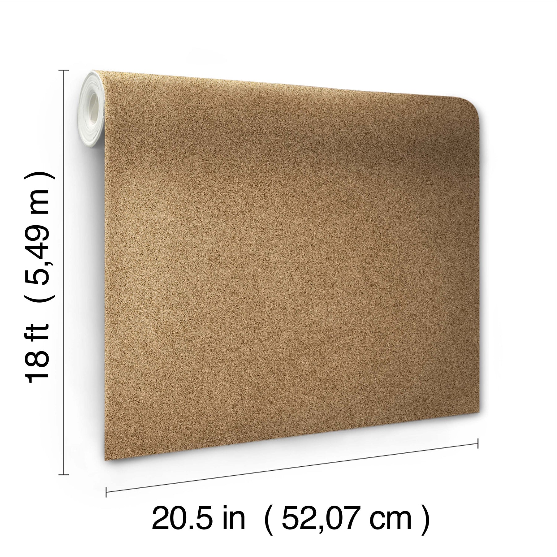 A close-up view of a cork board surface reveals a natural, subtly uneven texture composed of tiny light to medium brown granules pressed together. This organic look would beautifully complement WallPops’ RuPaul RuSuede Peel and Stick Wallpaper or pair seamlessly with other azure blue wallcoverings for easy and stylish customization. The surface is shown free from any objects, pins, or text.