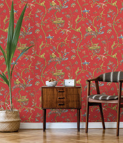Chinoise Exotique P&S Wallpaper in a room setting