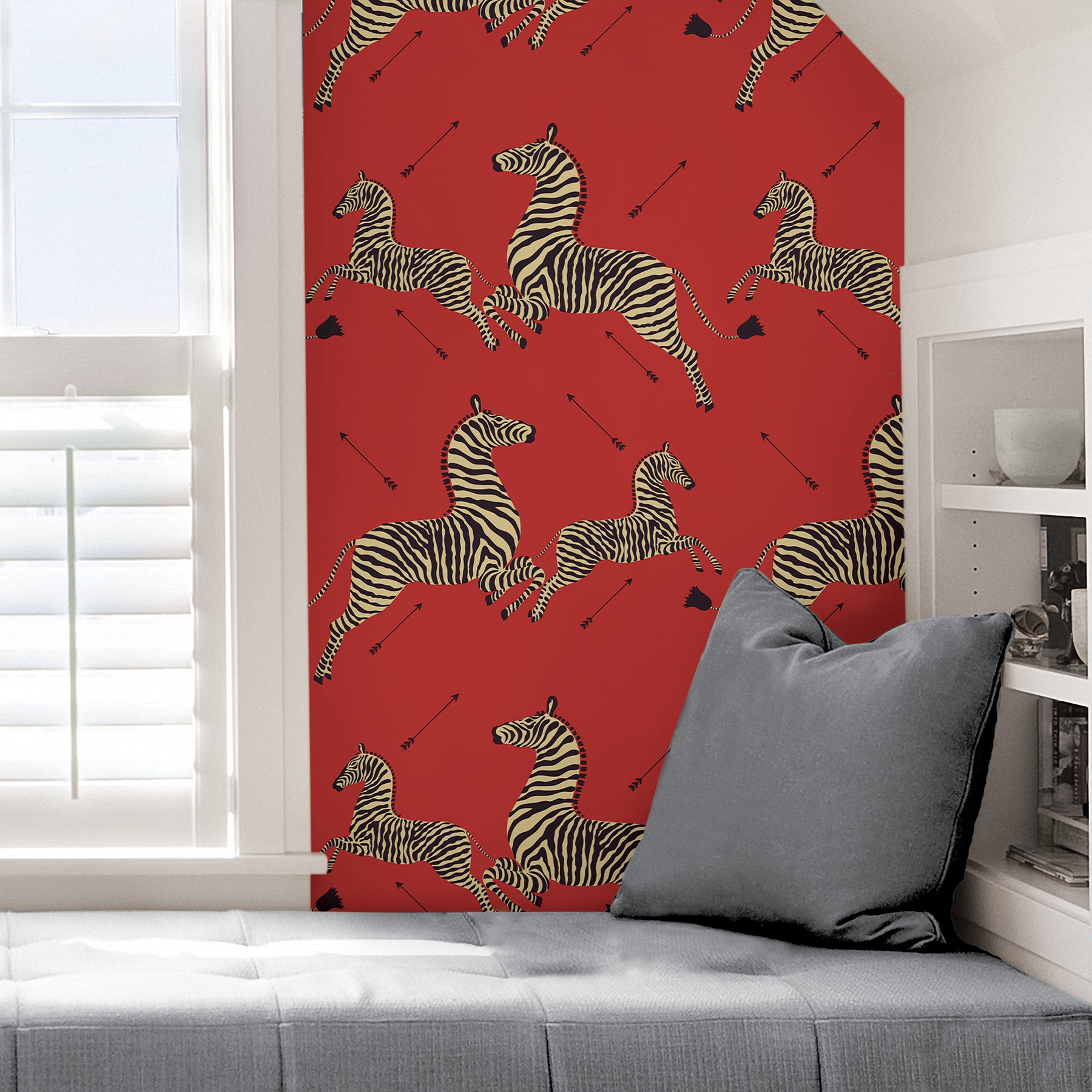 Zebra Safari P&S Wallpaper in a room setting
