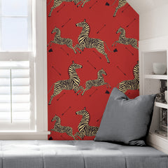Zebra Safari P&S Wallpaper in a room setting