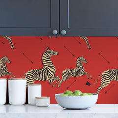 Zebra Safari P&S Wallpaper in a room setting