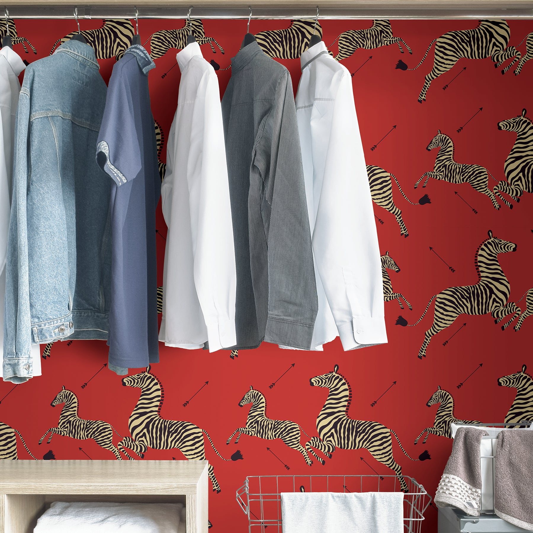 Zebra Safari P&S Wallpaper in a room setting