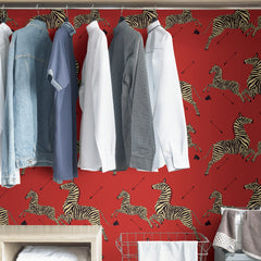 Zebra Safari P&S Wallpaper in a room setting