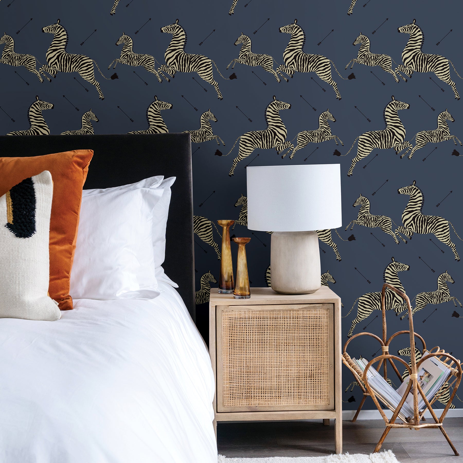 Zebra Safari P&S Wallpaper in a room setting