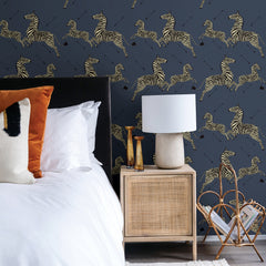 Zebra Safari P&S Wallpaper in a room setting
