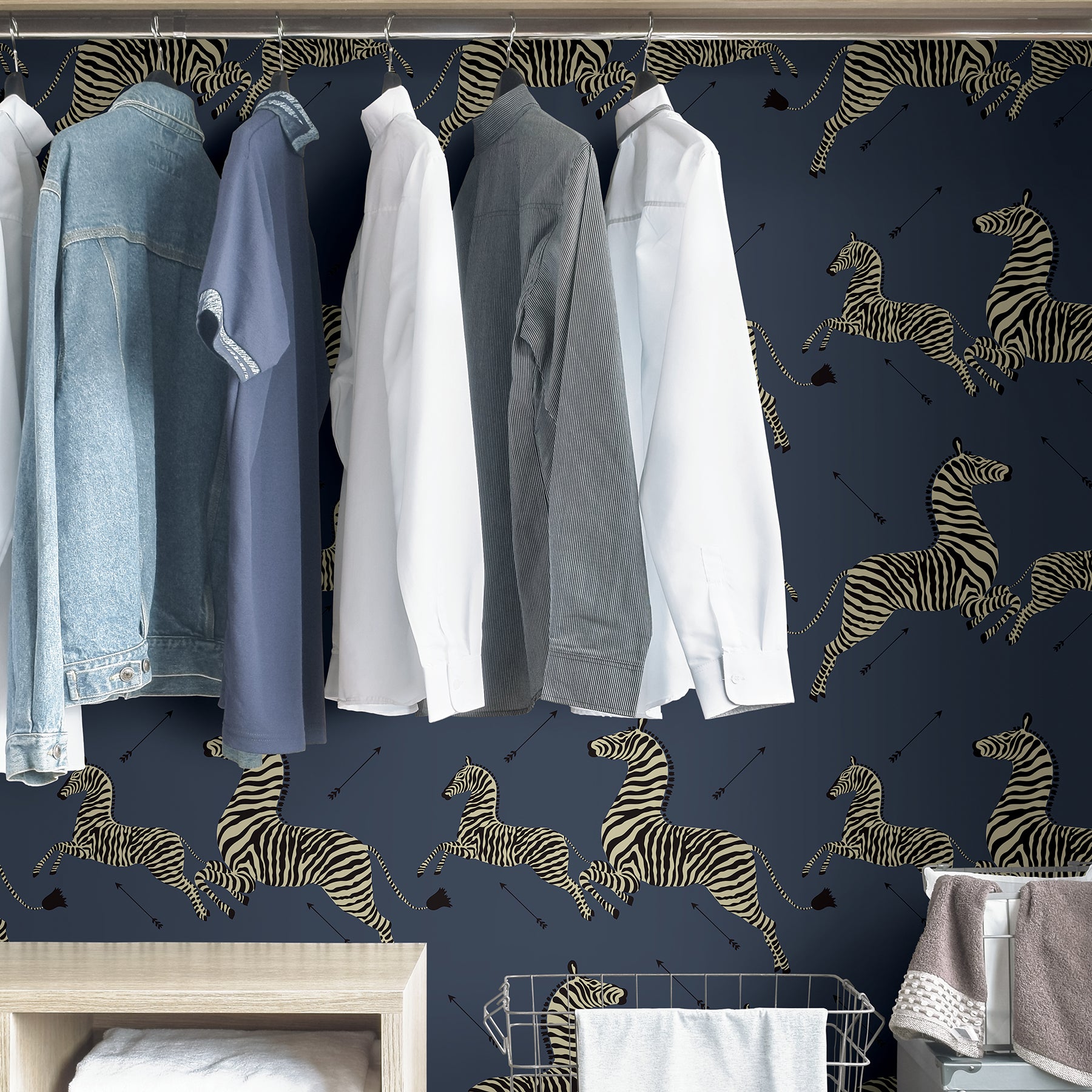 Zebra Safari P&S Wallpaper in a room setting