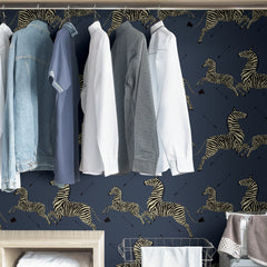 Zebra Safari P&S Wallpaper in a room setting