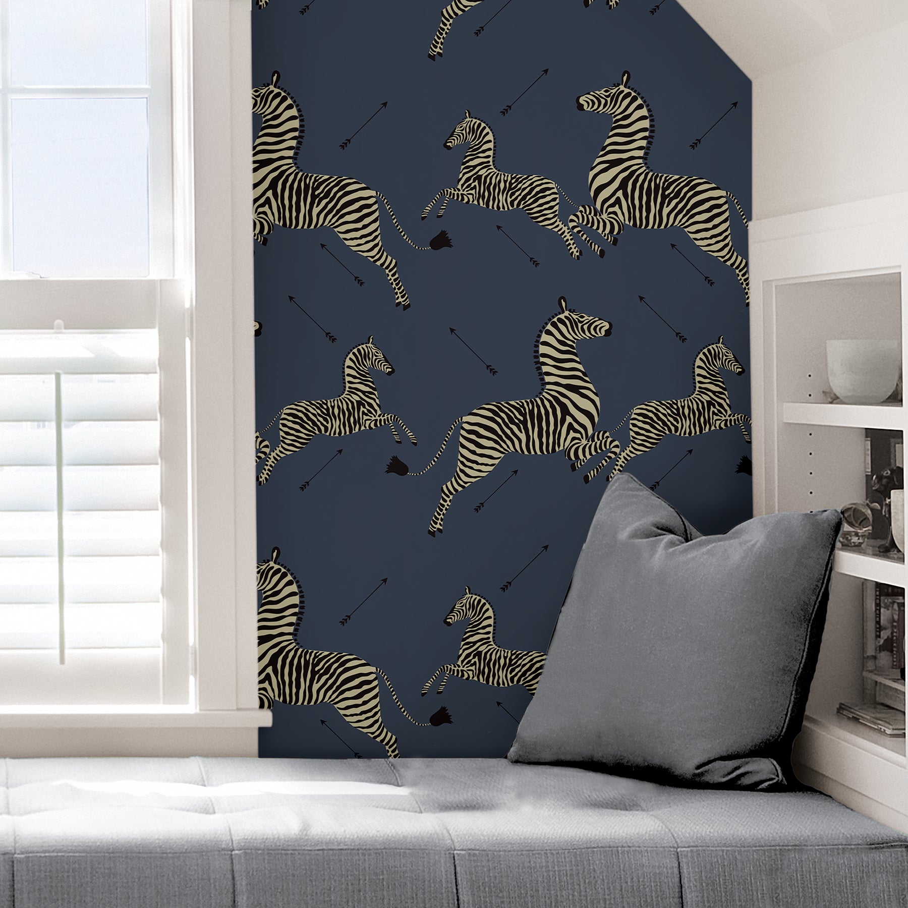 Zebra Safari P&S Wallpaper in a room setting