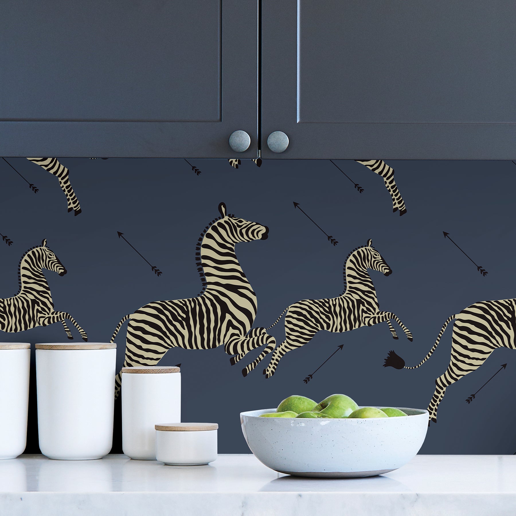 Zebra Safari P&S Wallpaper in a room setting