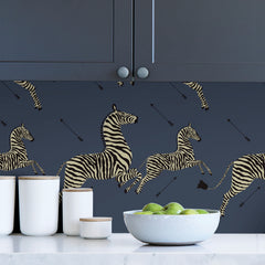 Zebra Safari P&S Wallpaper in a room setting