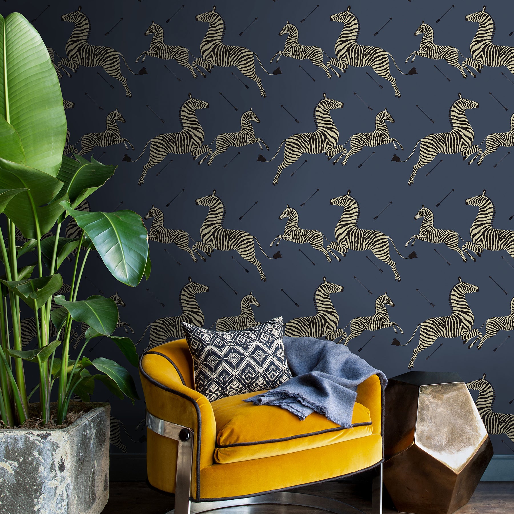 Zebra Safari P&S Wallpaper in a room setting