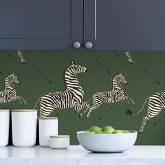Zebra Safari P&S Wallpaper in a room setting
