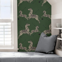 Zebra Safari P&S Wallpaper in a room setting