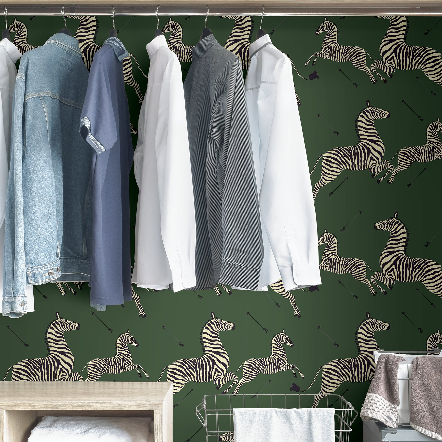 Zebra Safari P&S Wallpaper in a room setting