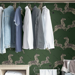 Zebra Safari P&S Wallpaper in a room setting