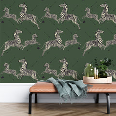 Zebra Safari P&S Wallpaper in a room setting