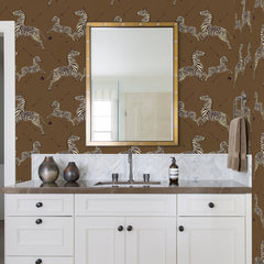 Zebra Safari P&S Wallpaper in a room setting