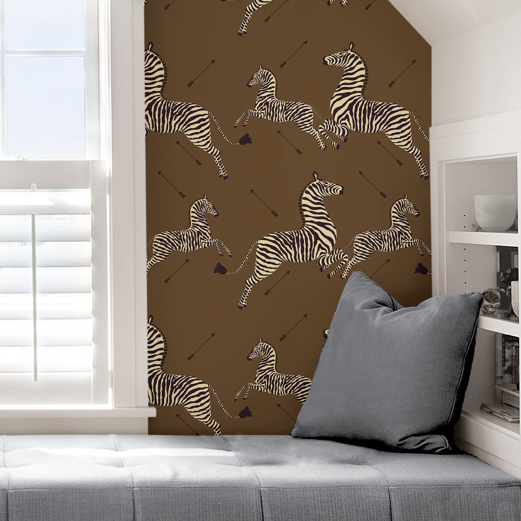 Zebra Safari P&S Wallpaper in a room setting