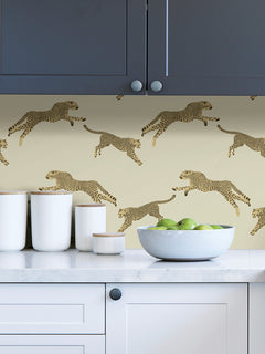 Leeping Cheetah Peel and Stick Wallpaper in a room setting