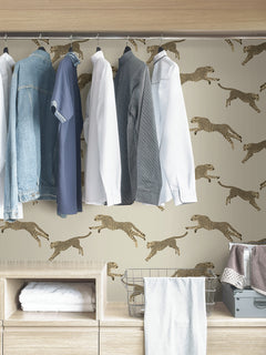 Leeping Cheetah Peel and Stick Wallpaper in a room setting
