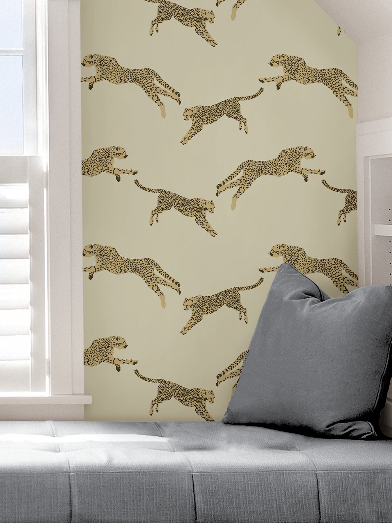 Leeping Cheetah Peel and Stick Wallpaper in a room setting