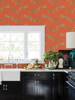 Leeping Cheetah Peel and Stick Wallpaper in a room setting