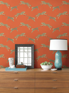 Leeping Cheetah Peel and Stick Wallpaper in a room setting