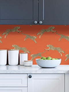 Leeping Cheetah Peel and Stick Wallpaper in a room setting