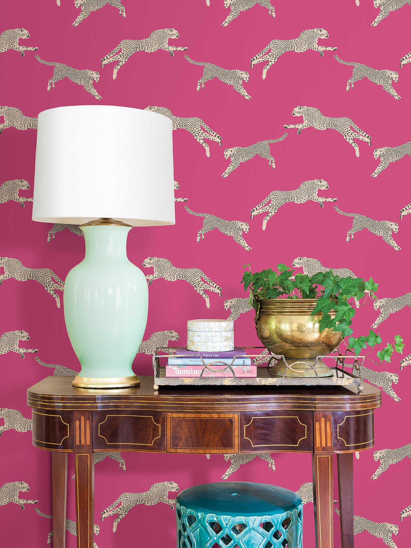Leeping Cheetah Peel and Stick Wallpaper in a room setting