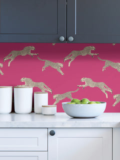 Leeping Cheetah Peel and Stick Wallpaper in a room setting