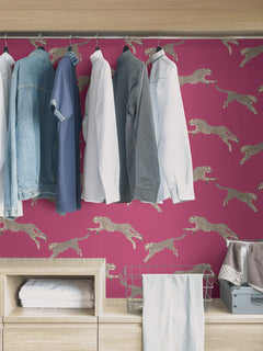 Leeping Cheetah Peel and Stick Wallpaper in a room setting