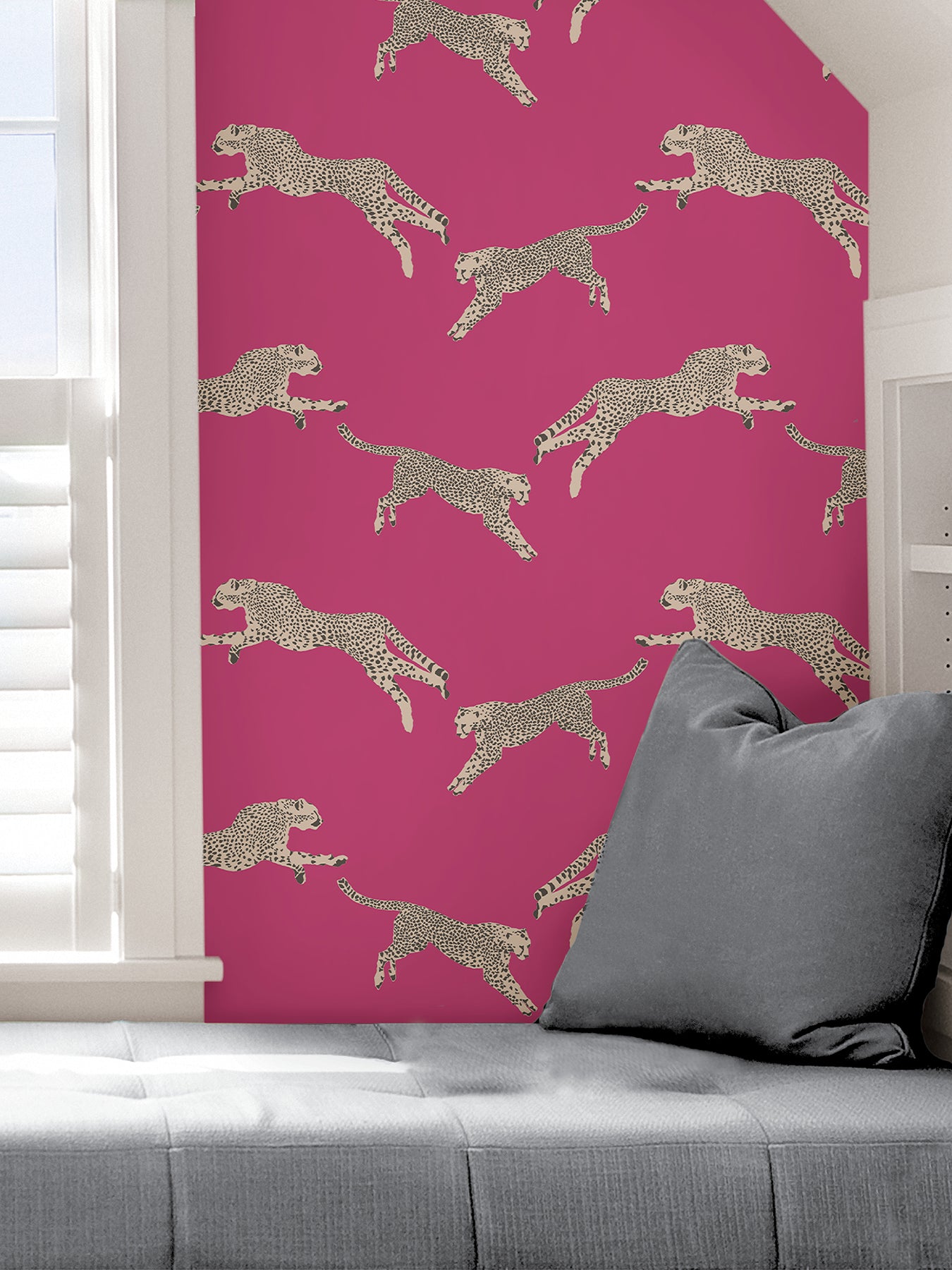 Leeping Cheetah Peel and Stick Wallpaper in a room setting