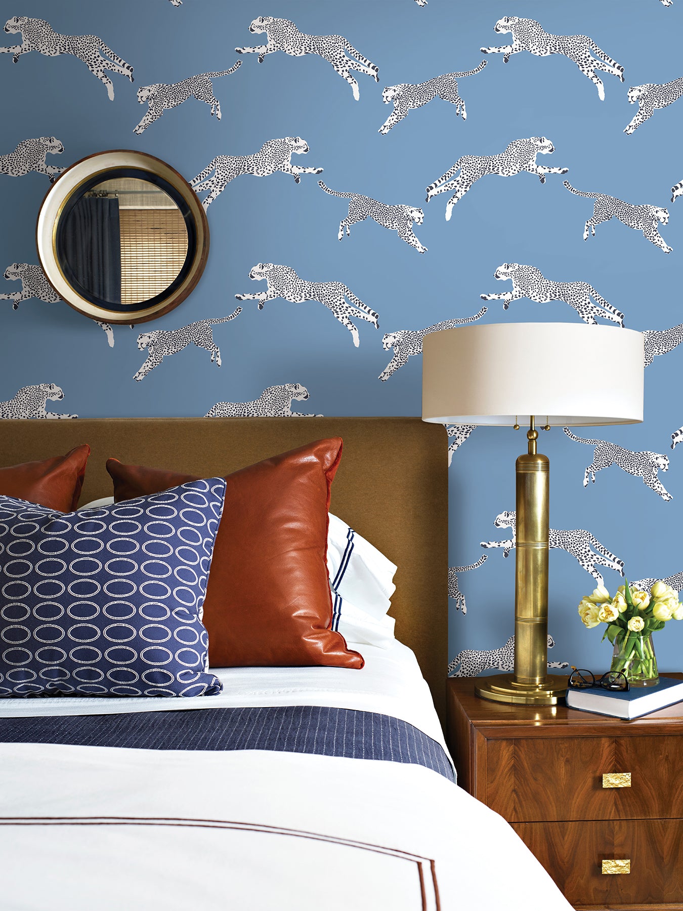 Leeping Cheetah Peel and Stick Wallpaper in a room setting