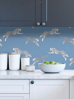 Leeping Cheetah Peel and Stick Wallpaper in a room setting