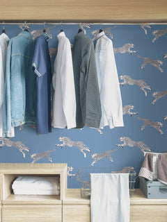Leeping Cheetah Peel and Stick Wallpaper in a room setting