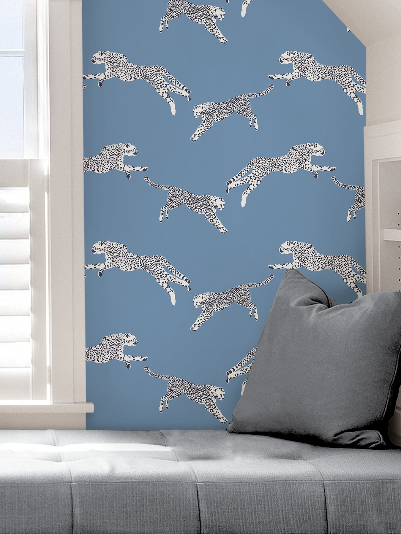 Leeping Cheetah Peel and Stick Wallpaper in a room setting