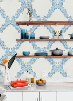 Wreath P&S Wallpaper in a room setting