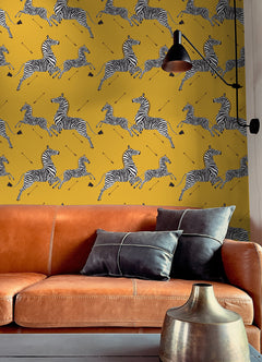 Zebra Safari P&S Wallpaper in a room setting