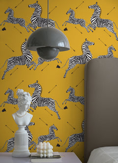 Zebra Safari P&S Wallpaper in a room setting