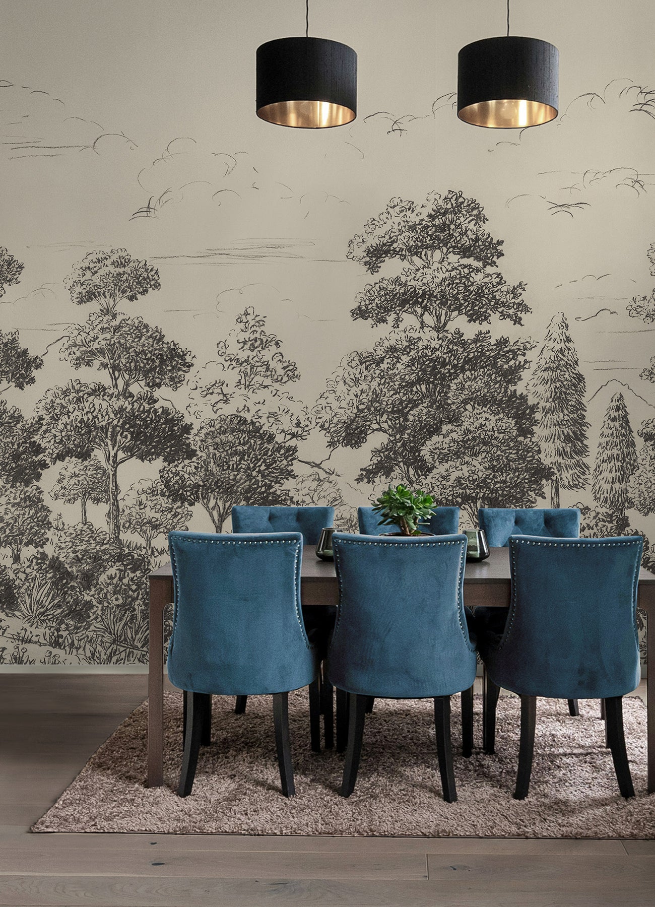 Sylva P&S Wall Murals in a room setting
