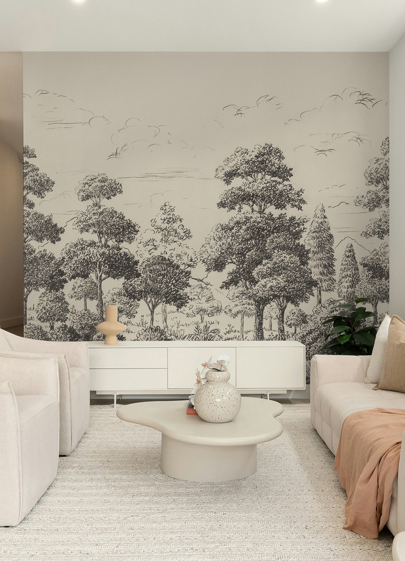 Sylva P&S Wall Murals in a room setting